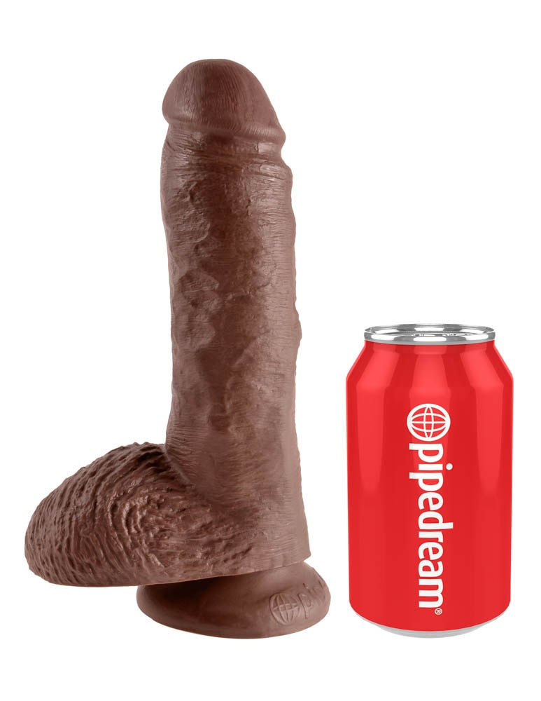 King Cock 8 inch Cock With Balls Brown