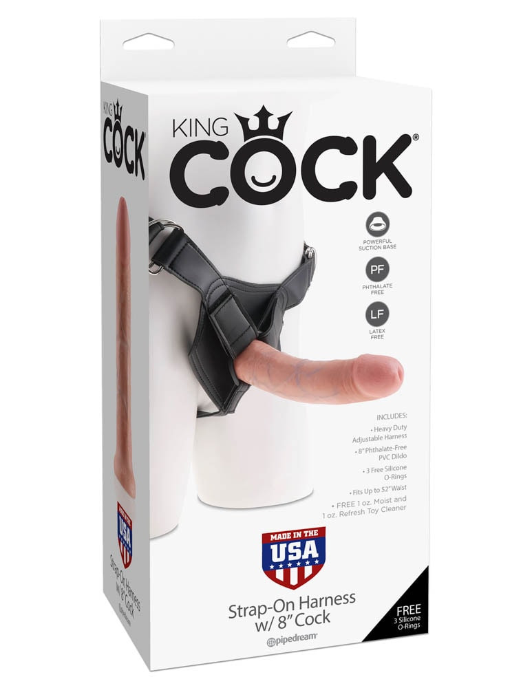 King Cock Strap-on Harness 8 inch Flesh