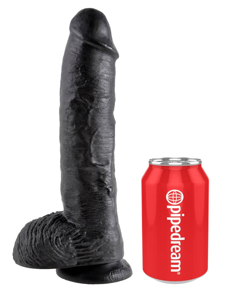 King Cock 10 inch Cock With Balls Black