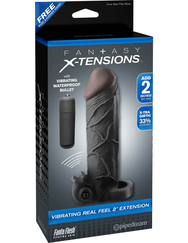 Fantasy X-tensions Vibrating Real Feel 2 inch Extension Black
