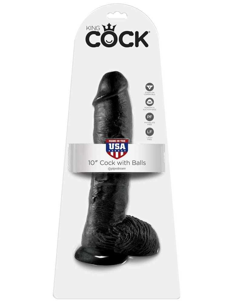 King Cock 10 inch Cock With Balls Black