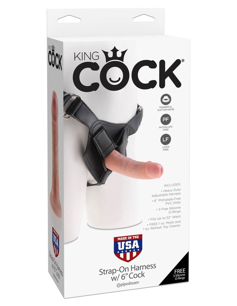 King Cock Strap-on Harness 6 inch Flesh