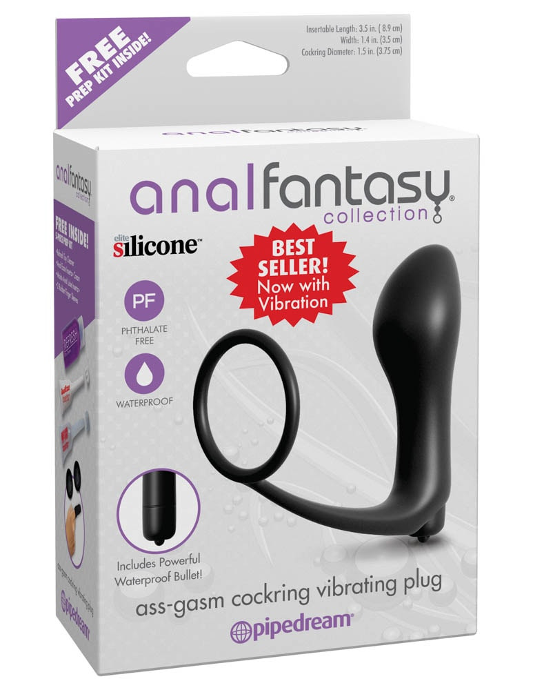 Anal Fantasy Collection  Ass-Gasm Cockring Vibrating Plug Black