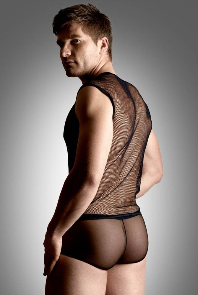 Net set - shirt and thong - black    M/L
