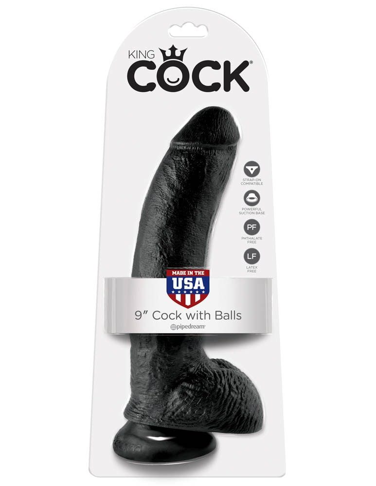 King Cock 9 inch Cock With Balls Black