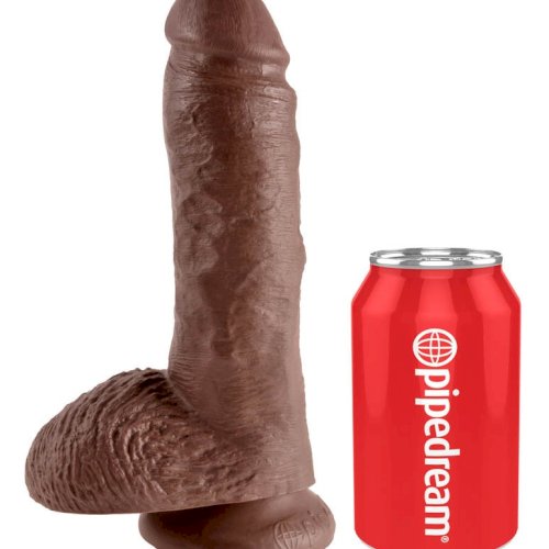 King Cock 8 inch Cock With Balls Brown
