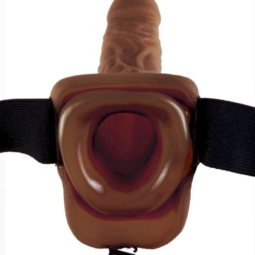 Fetish Fantasy Series Hollow Strap-on with balls 9 inch Brown