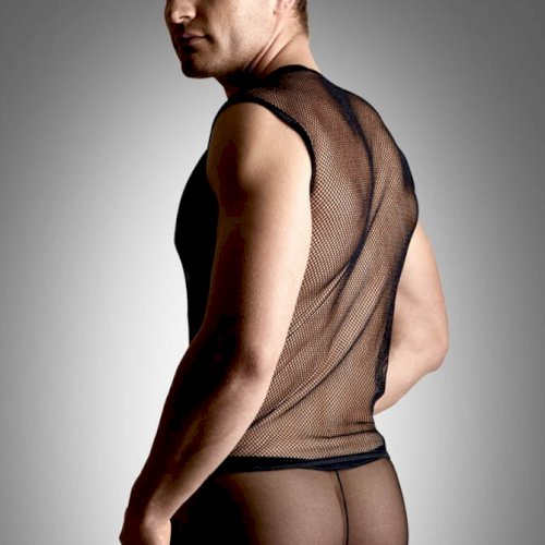 Net set - shirt and thong - black    M/L
